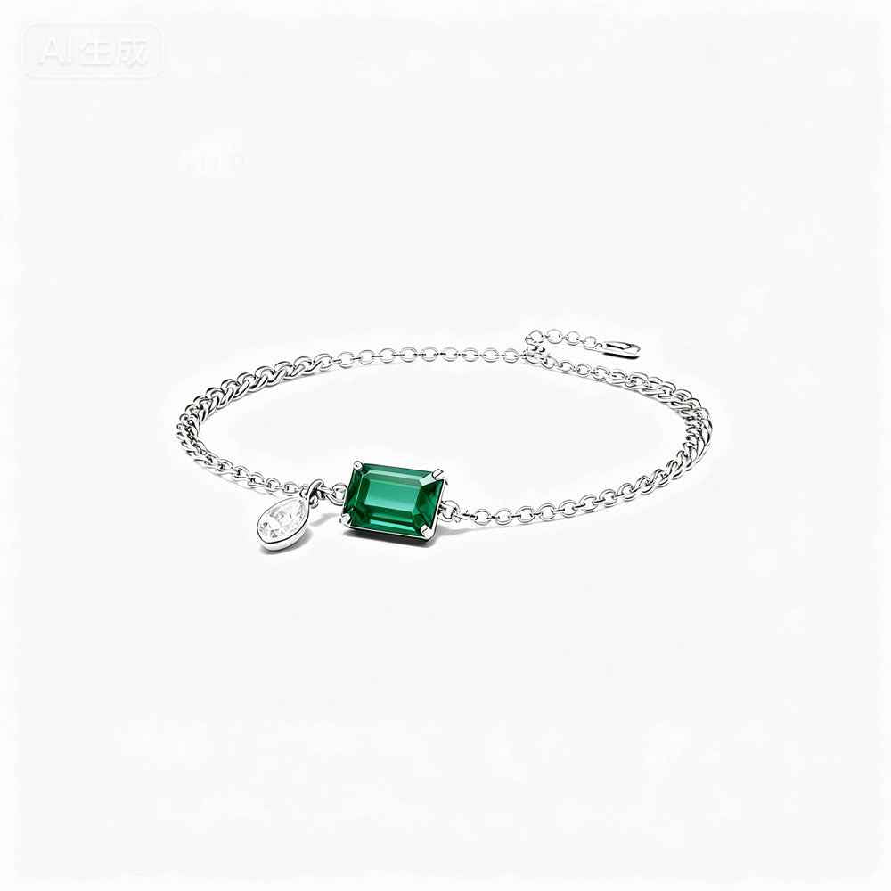 Ceylon Rainforest Emerald Diamond Drop Bracelet