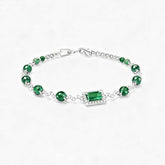 Ceylon Rainforest Emerald Multi-Diamond Silver Bracelet