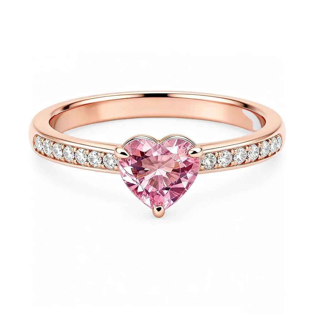 Ceylon Sweetheart Natural Pink Ruby Heart Rose Gold Ring