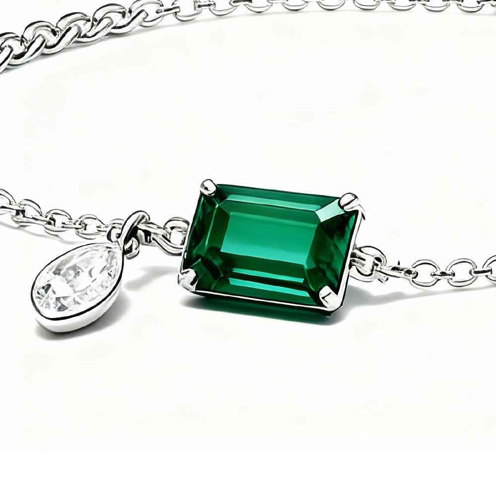 Ceylon Rainforest Emerald Diamond Drop Bracelet