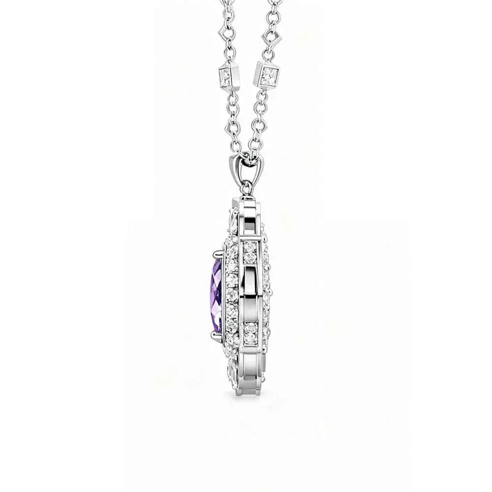 Ceylon Purple Charm Natural Amethyst Vintage Diamond Necklace