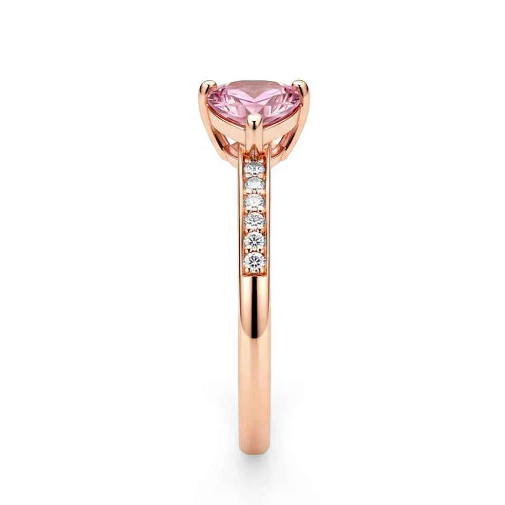 Ceylon Sweetheart Natural Pink Ruby Heart Rose Gold Ring