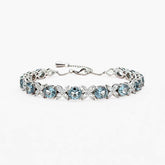 Ceylon Sky Aquamarine Floral Silver Diamond Bracelet