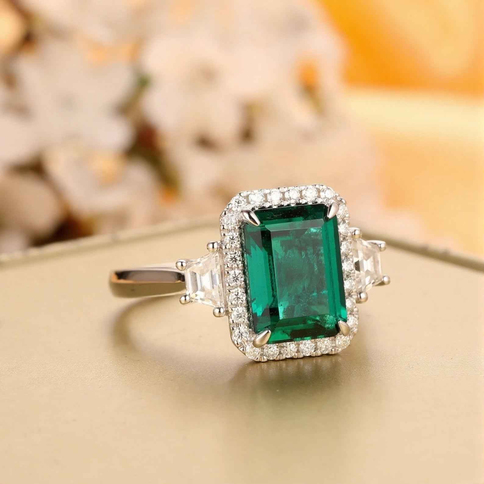 Ceylon Lanka Emerald Luxe Dual 18K Yellow Gold Ring