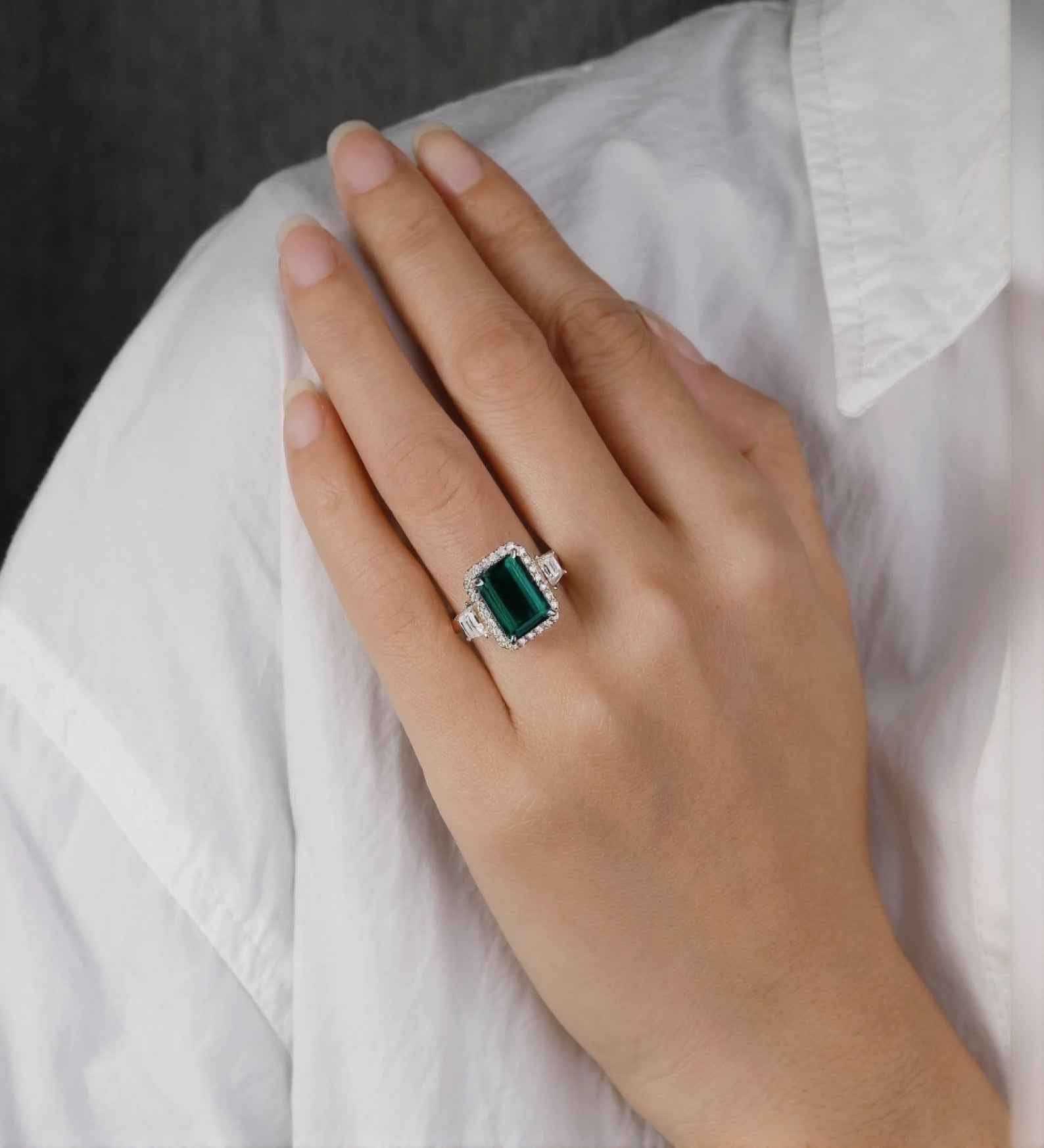 Ceylon Lanka Emerald Luxe Dual 18K Yellow Gold Ring