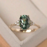 Ceylon Green Sapphire Oval Luxe 18K Yellow Gold Ring