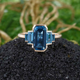 Ceylon London Blue Art Deco 18K Rose Gold Ring