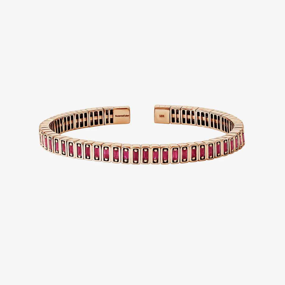 Ceylon Ruby Baguette Dual Tone 18K Gold Bangle Bracelet