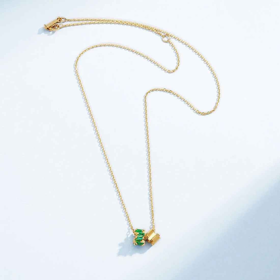 Ceylon InfiniteGemRondelle 18K Gold Emerald Sapphire Pendant