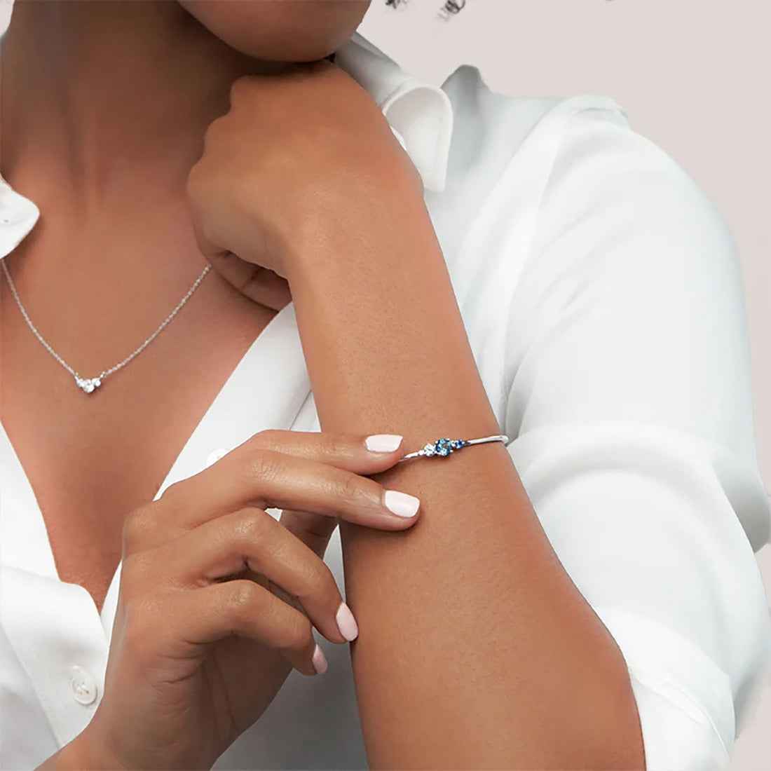 Ceylon Prisma Gem Cluster Silver Cuff Bracelet