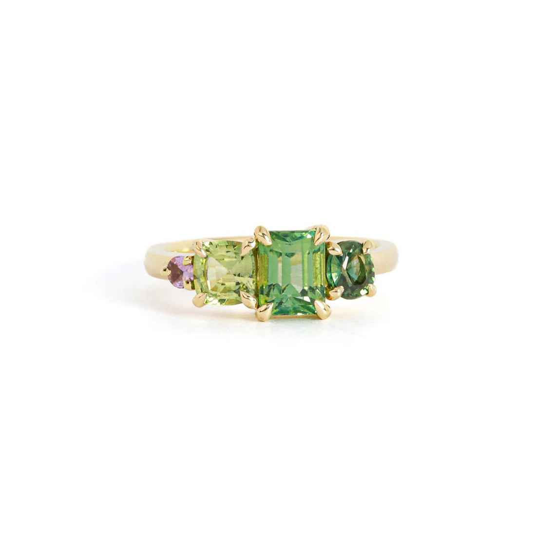Ceylon Bliss Ring - Multi-Cut Multi-Colored Sapphire & Tourmaline 18K Yellow Gold