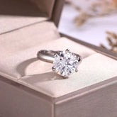 Classic Round Cut Moissanite Six Prong Wide Band Ring