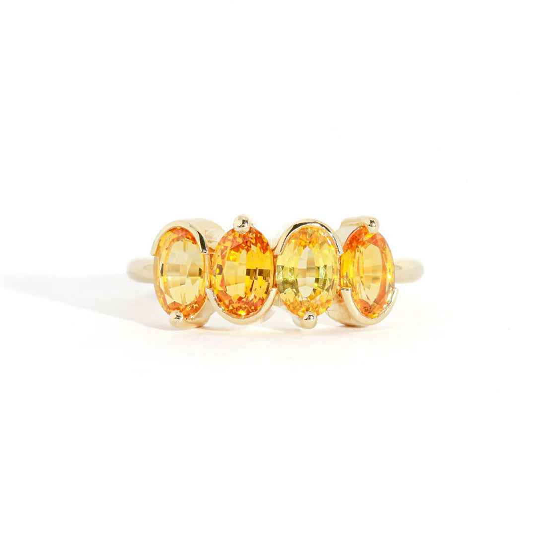 Ceylon Solar Ring - 4 Oval-Cut Golden Sapphire 18K Yellow Gold Ring