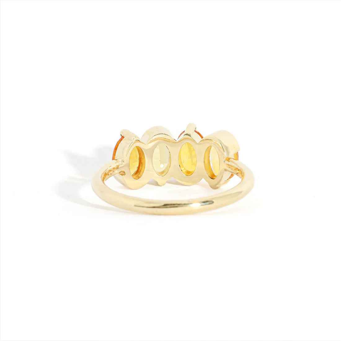 Ceylon Solar Ring - 4 Oval-Cut Golden Sapphire 18K Yellow Gold Ring