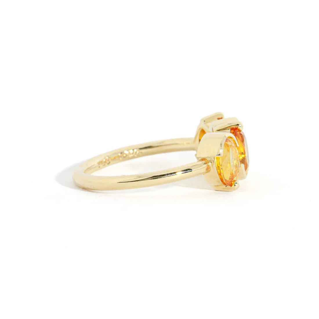 Ceylon Solar Ring - 4 Oval-Cut Golden Sapphire 18K Yellow Gold Ring