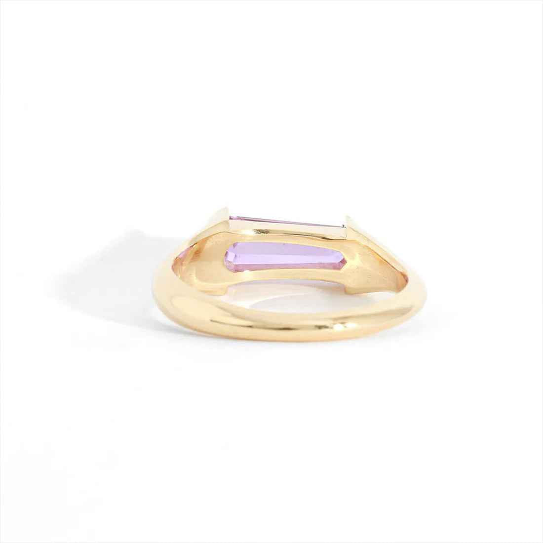 Ceylon Beam Signet Ring - 1.40CT Coffin-Cut Pink Sapphire 18K Yellow Gold