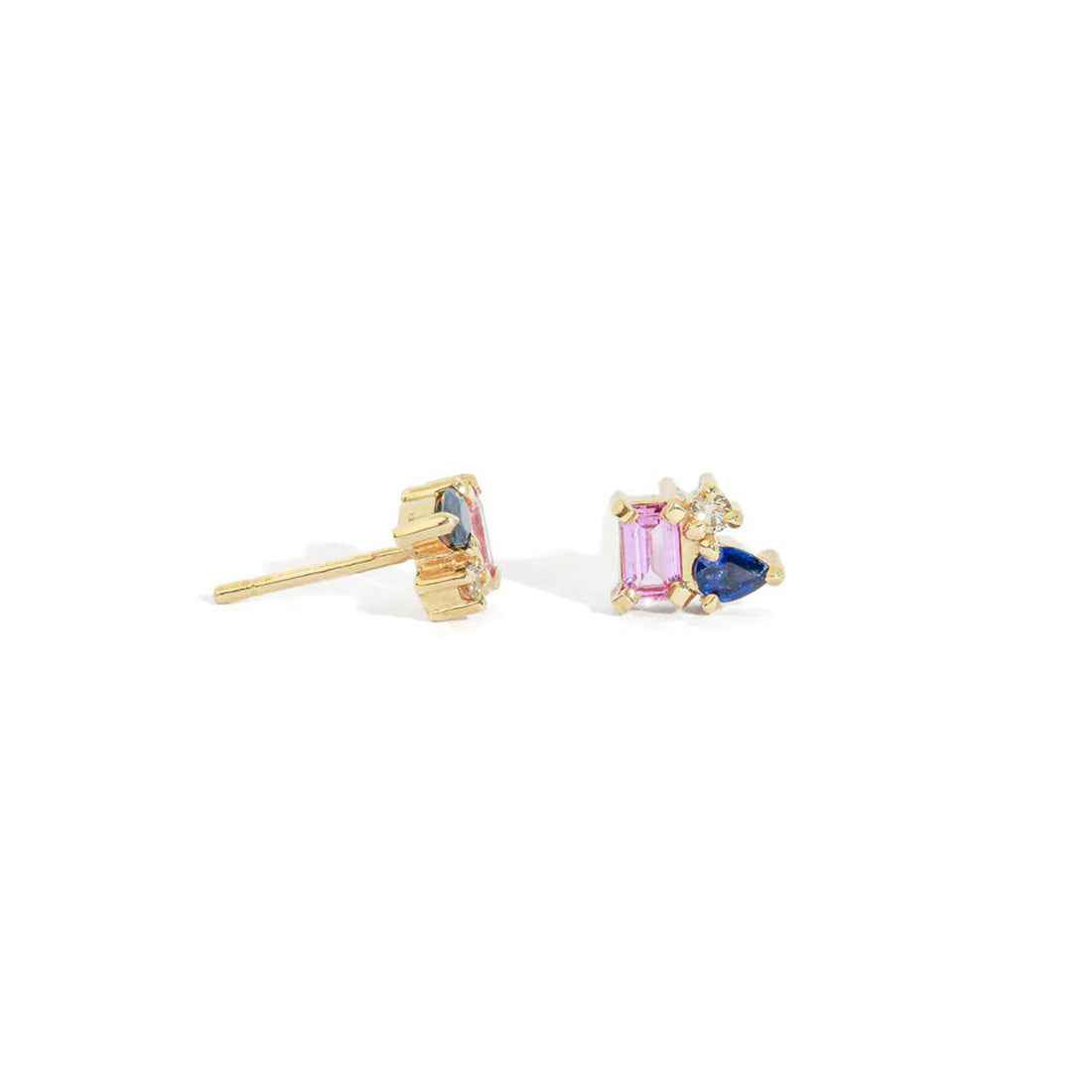 Ceylon PastelHue Sapphire 9K Gold Venus Stud Earrings
