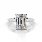 Ceylon Emerald Cut Moissanite Sterling Silver 3ct Solitaire Ring
