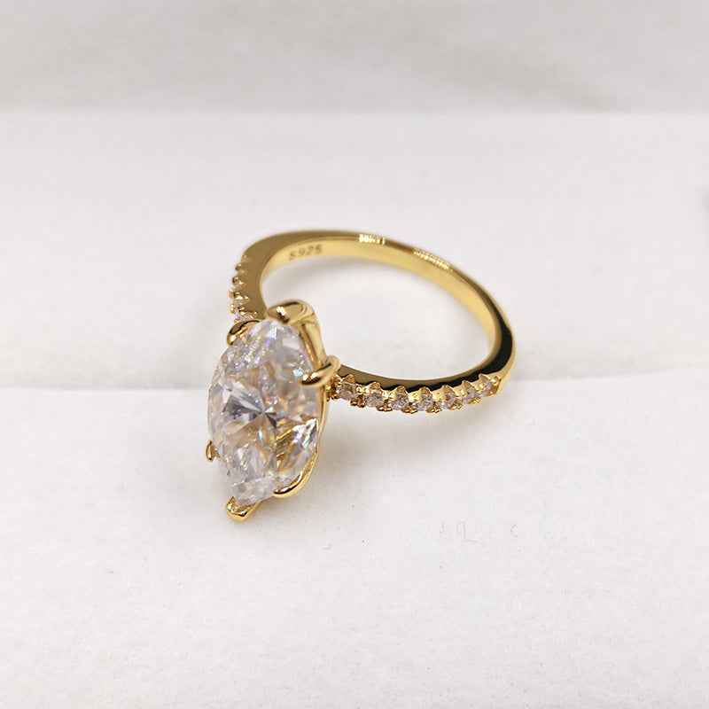 Ceylon Marquise Cut Moissanite Sterling Silver Bridal Set 4ct Ring