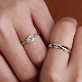 Ceylon Lab Grown Diamond 18K Gold Plated Sterling Silver Princess Cut Couple Rings