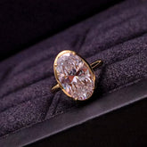 Ceylon Oval Cut Moissanite Sterling Silver Half Bezel Set 6.5ct Ring