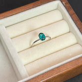 Ceylon Oval Cut Lab Grown Emerald Sterling Silver Prong Solitaire Ring