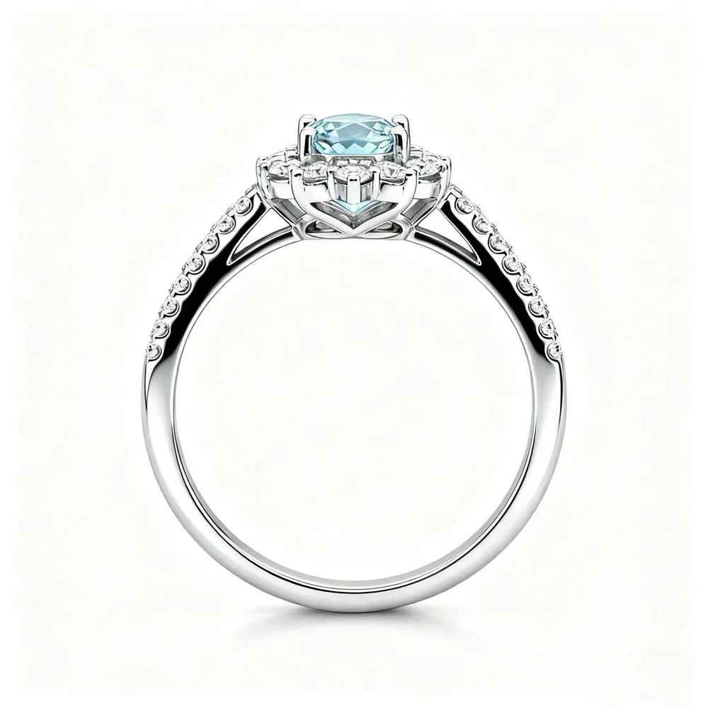 Ceylon Blaze Natural Blue Sapphire Vintage White Gold Diamond Ring