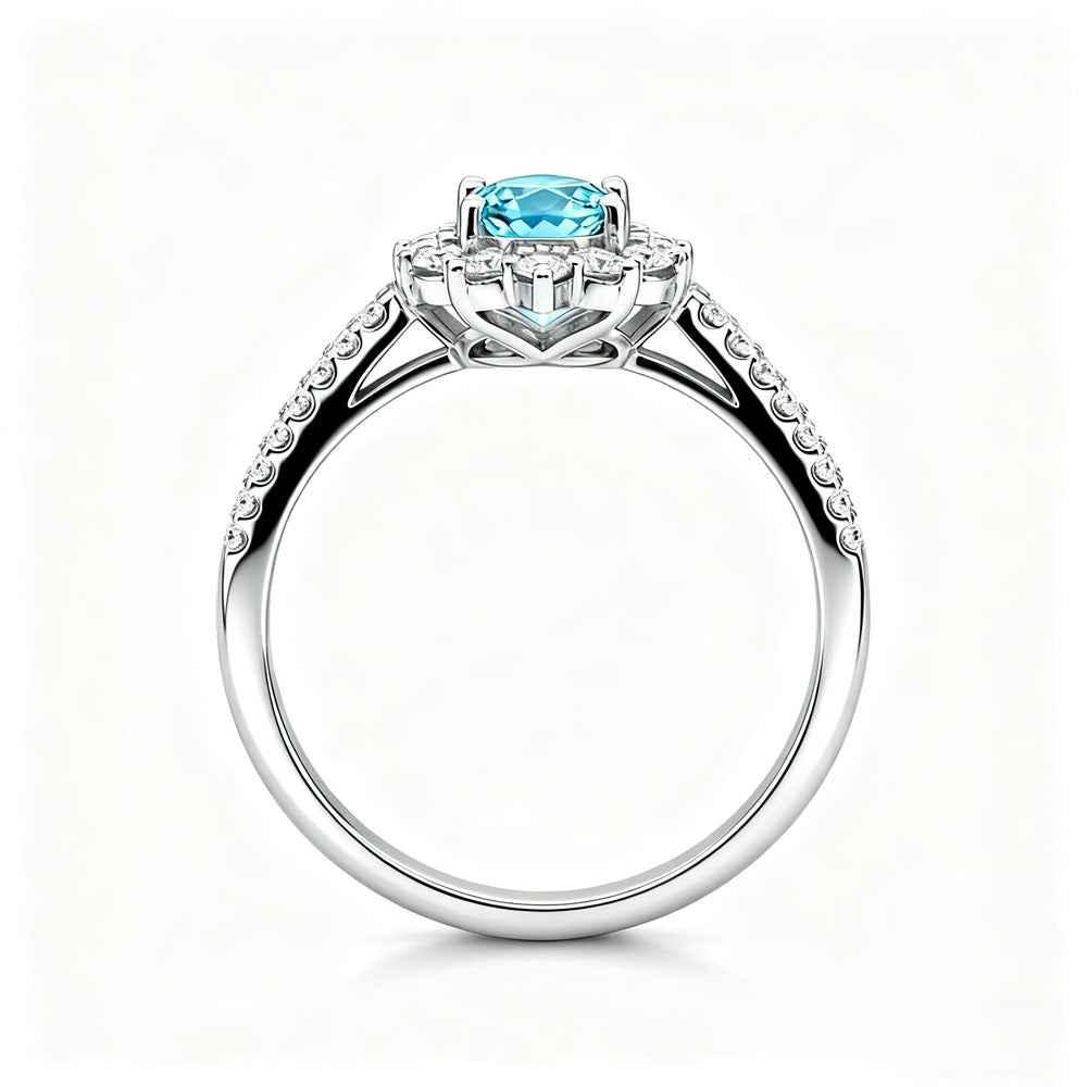 Ceylon Blaze Natural Blue Sapphire Vintage Platinum Diamond Ring