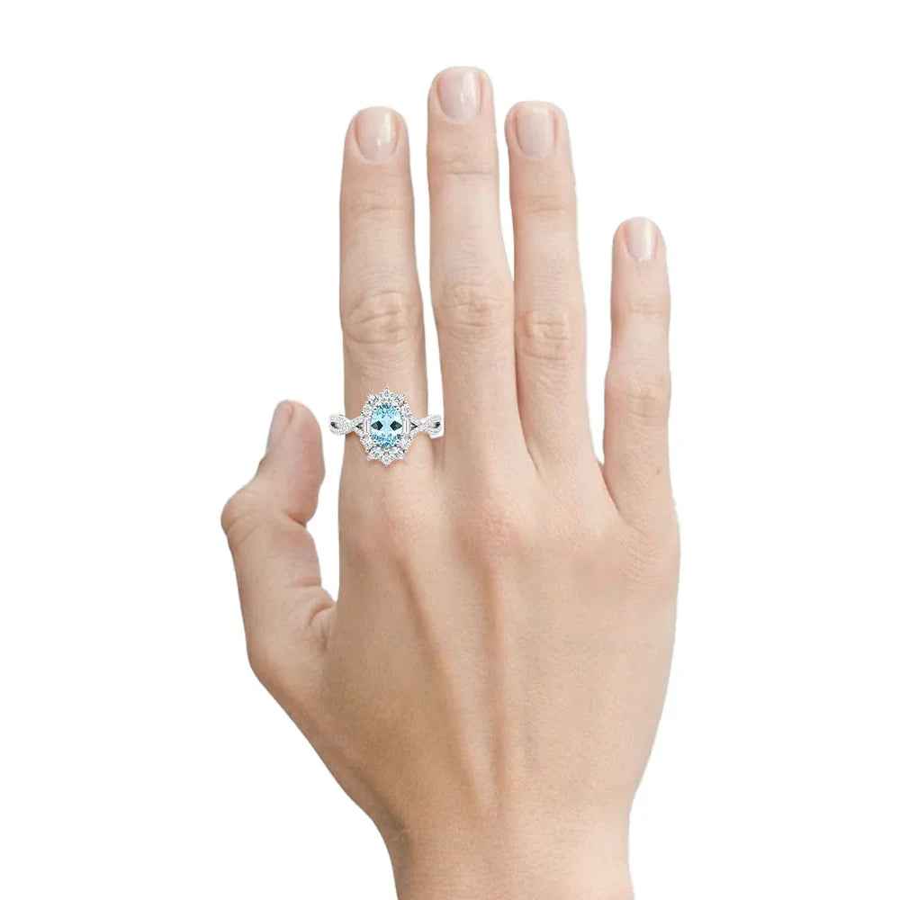 Ceylon Blaze Natural Blue Sapphire Vintage White Gold Diamond Ring
