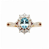 Ceylon Blaze Natural Blue Sapphire Vintage Rose Gold Diamond Ring