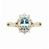 Ceylon Blaze Natural Blue Sapphire Vintage Yellow Gold Diamond Ring