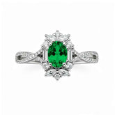 Ceylon Blaze Natural Emerald Vintage Platinum Diamond Ring