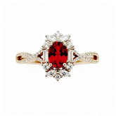 Ceylon Blaze Natural Ruby Vintage Rose Gold Diamond Ring