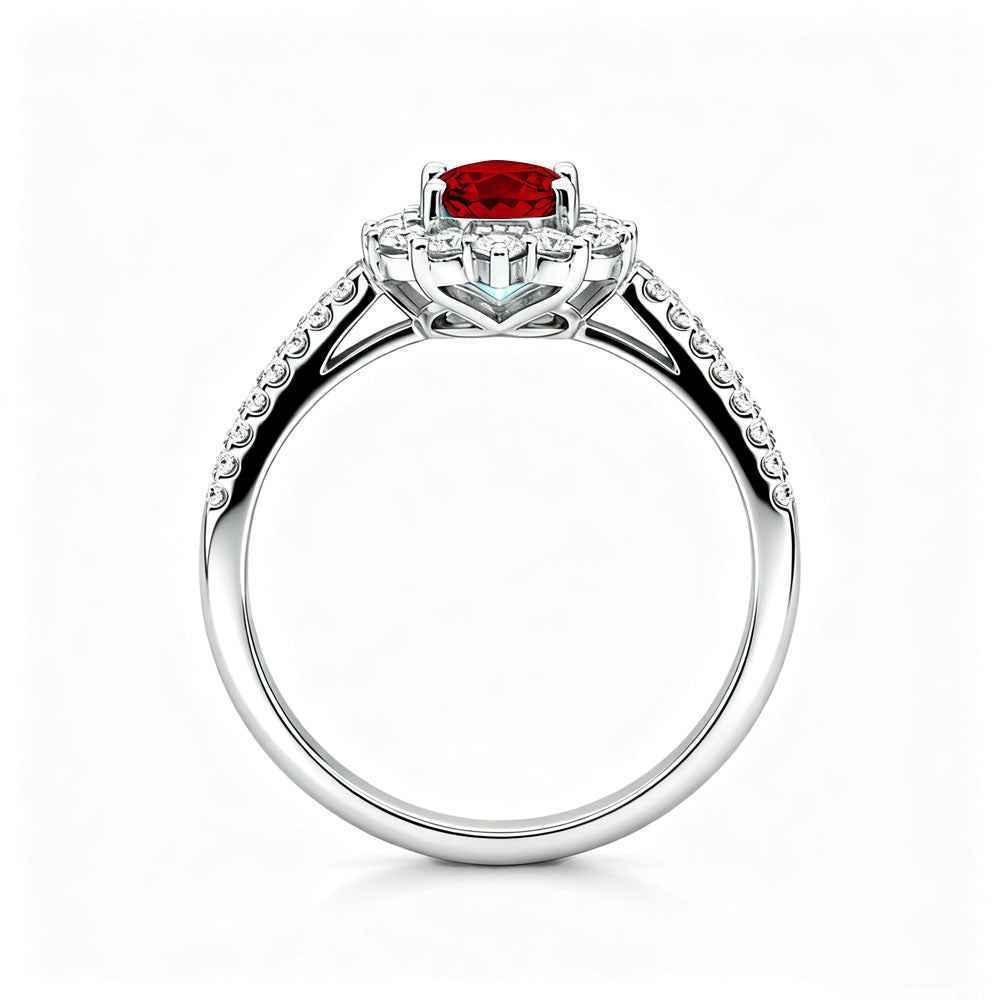 Ceylon Blaze Natural Ruby Vintage Platinum Diamond Ring