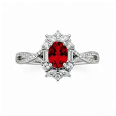 Ceylon Blaze Natural Ruby Vintage Platinum Diamond Ring