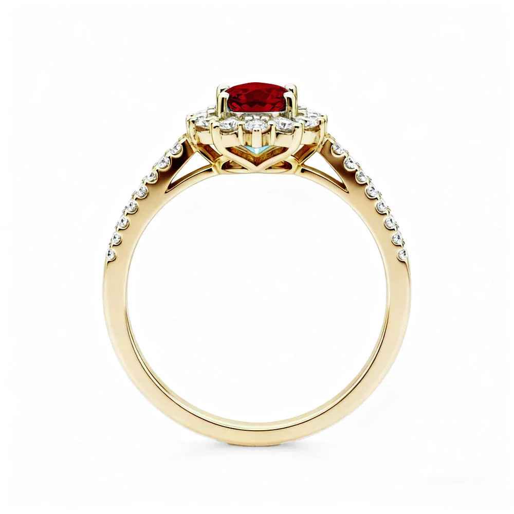 Ceylon Blaze Natural Ruby Vintage Yellow Gold Diamond Ring