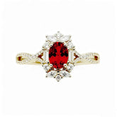 Ceylon Blaze Natural Ruby Vintage Yellow Gold Diamond Ring