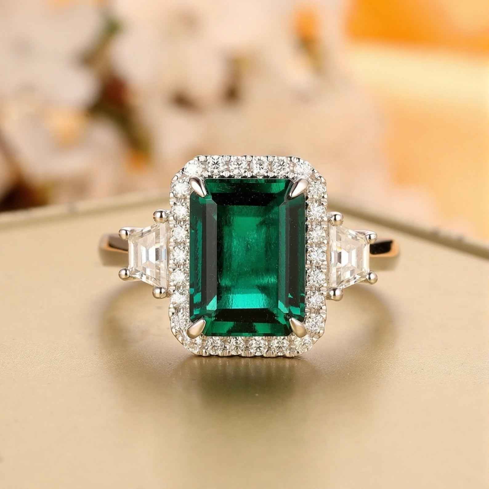 Ceylon Lanka Emerald Luxe Dual 18K Yellow Gold Ring