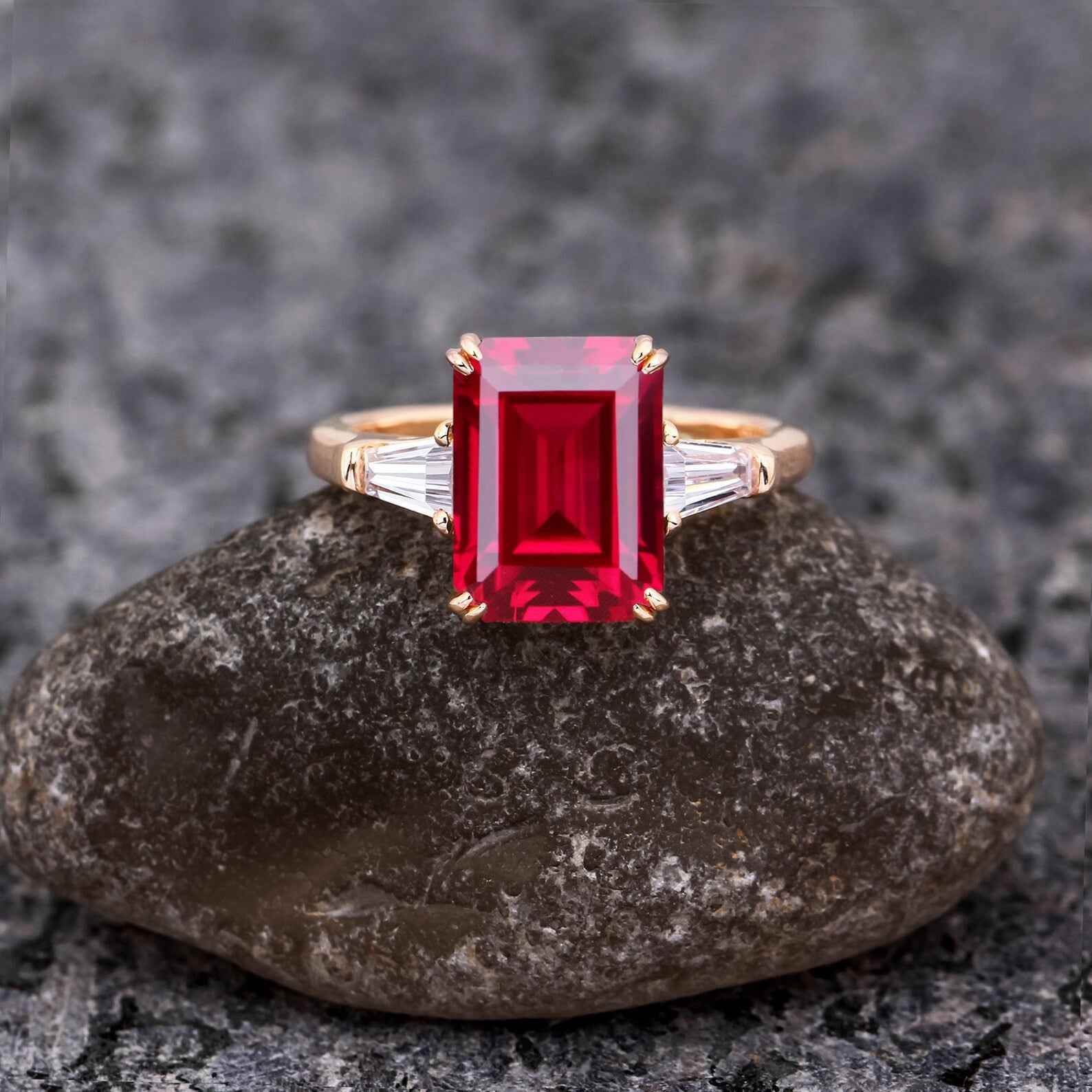 Ceylon Lanka Ruby Luxe Dual 18K Yellow Gold Ring