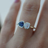 Ceylon Sapphire Dual Cut Luxe 18K White Gold Ring