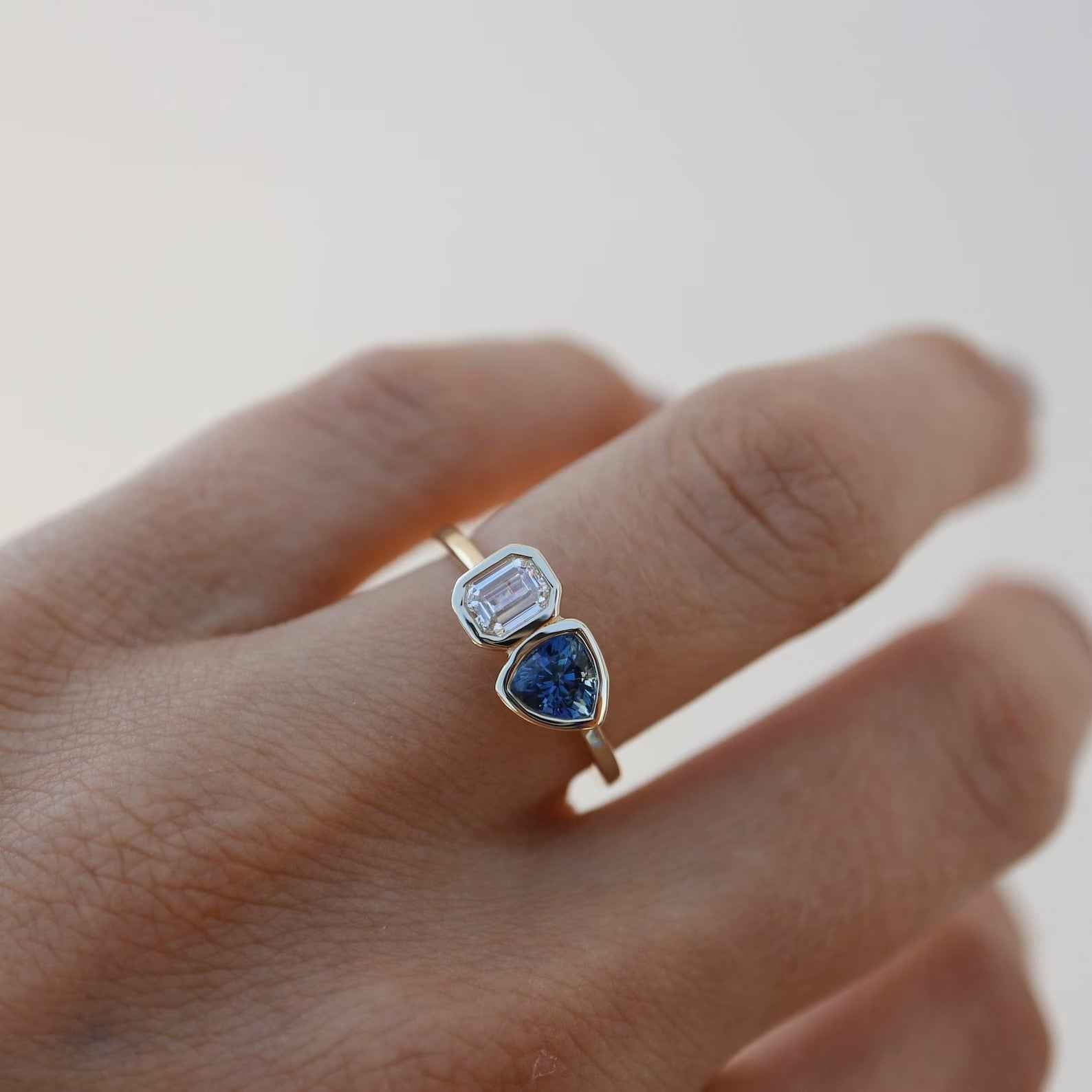 Ceylon Sapphire Dual Cut Luxe 18K White Gold Ring