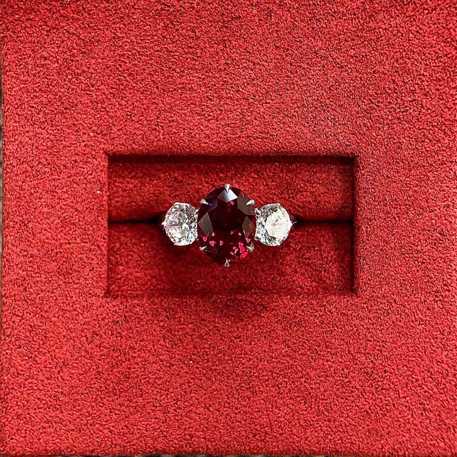 Ceylon Lanka Ruby Oval Lux 18K White Gold Ring