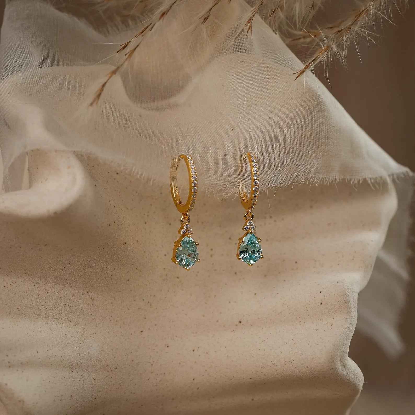 Ceylon Aqua Luxe 18K Yellow Gold Earrings