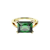 Ceylon Rectangular Emerald 18K Yellow Gold Double Prong Stilla Ring