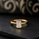 Ceylon Emerald Cut Moissanite Half Bezel Sterling Silver 2ct Solitaire Ring