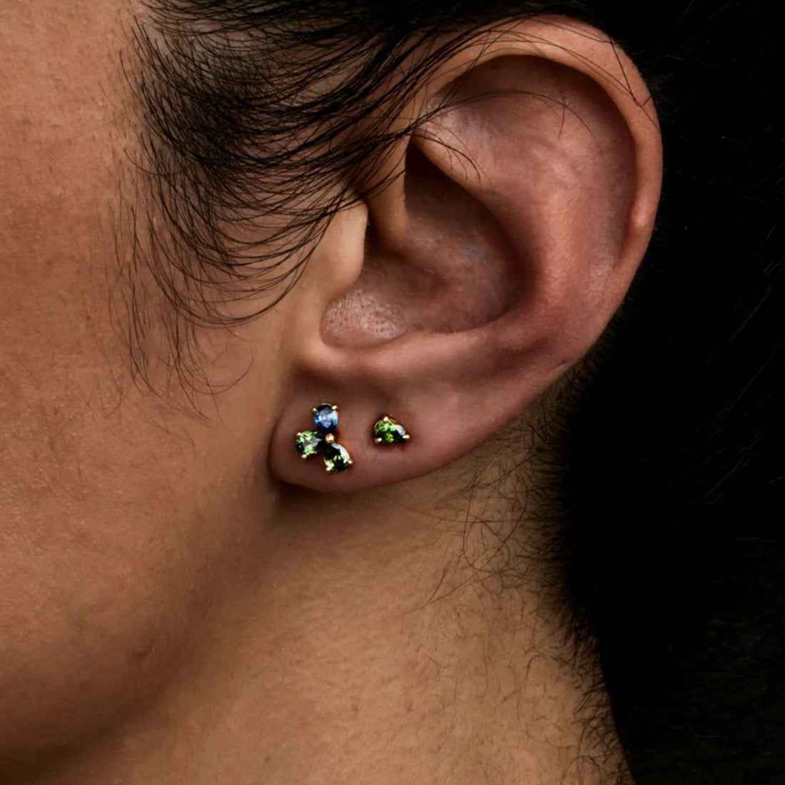 Ceylon TealTrinity Pear-Cut Sapphire Stud Earrings