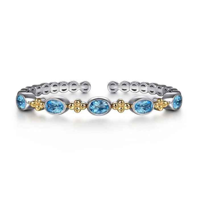 Ceylon Blue Topaz Dual Glow 18K Gold Bangle Bracelet