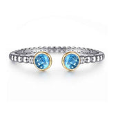 Ceylon Blue Topaz Dual Metal 18K Gold Bracelet
