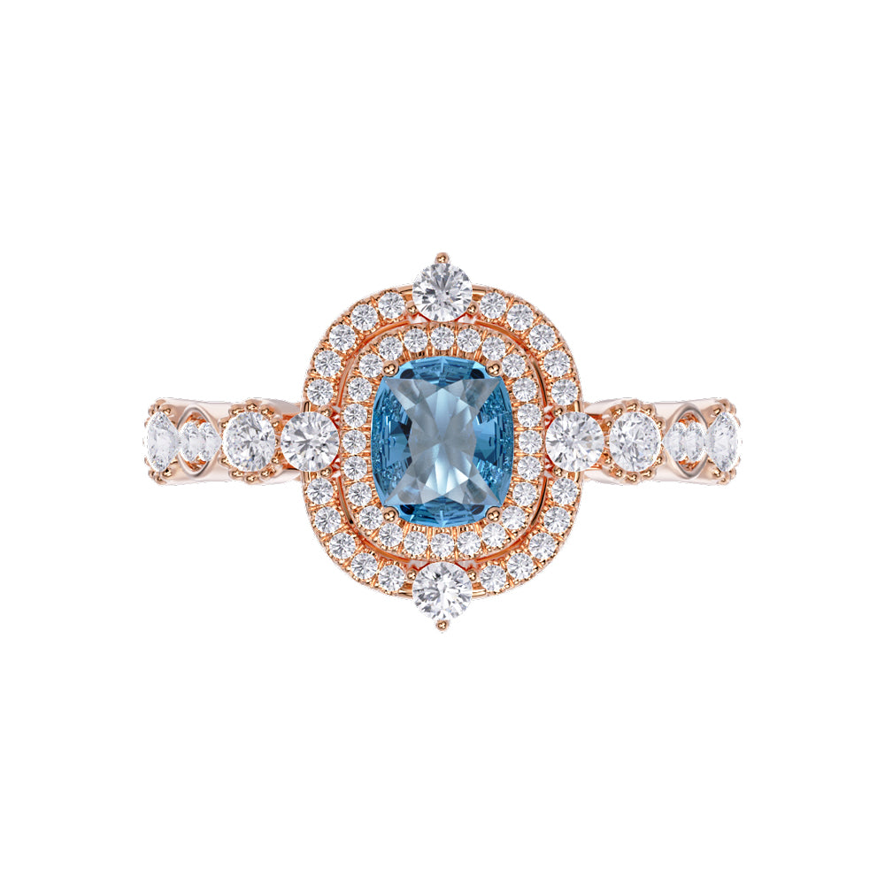Ceylon Lanka Bezel Lux 18K Rose Gold Sapphire Diamond Ring