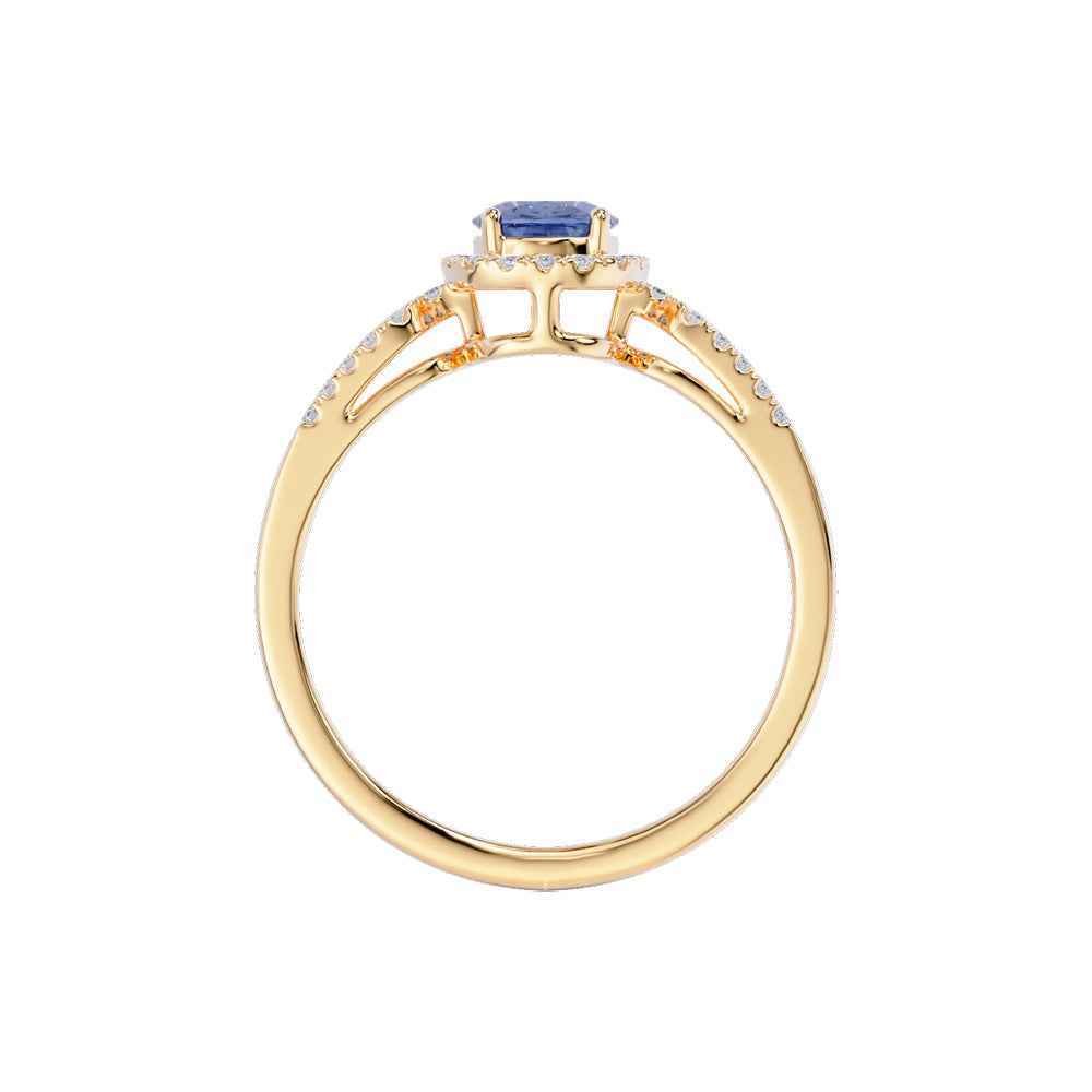 Ceylon LankaHaloOval 18K Yellow Gold Sapphire Diamond Ring (Copy)
